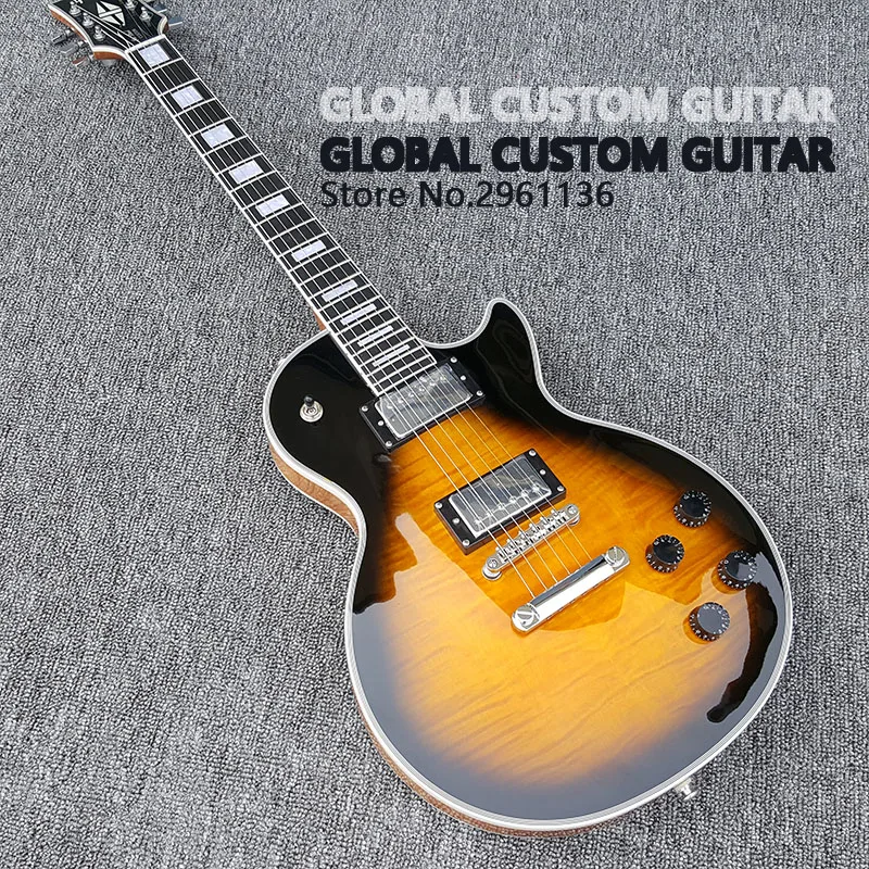 

High quality LP Custom Electric Guitar,tiger stripes maple Dorsal transparent log color,Real photos,free shipping