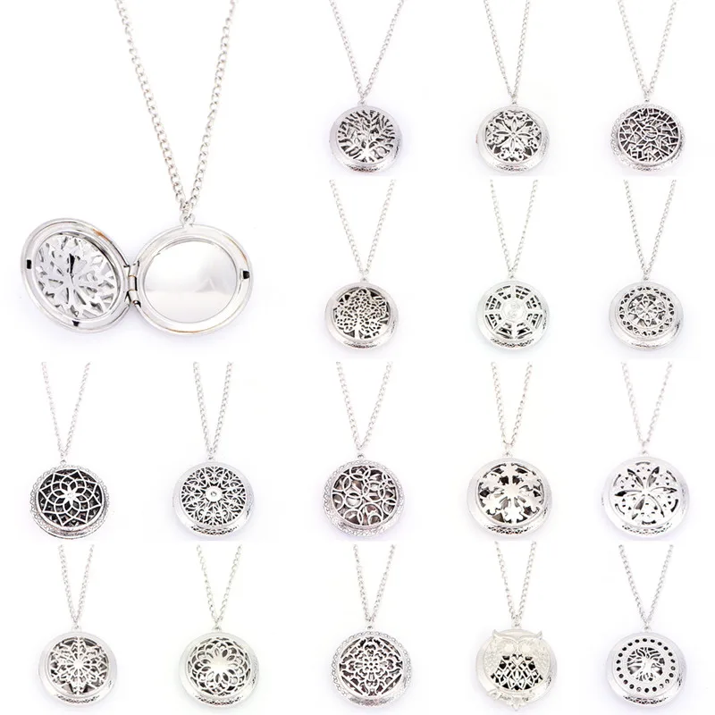 

Stainless Steel Necklace Aromatherapy Essential Oil Surgical Pendant Perfume Diffuser Locket New Arrival more than 16 styles