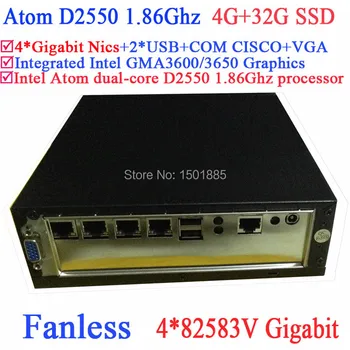 

Educational Router Desktop Fanless Firewall Server with 4 * 82583V Gigabit Ethernet