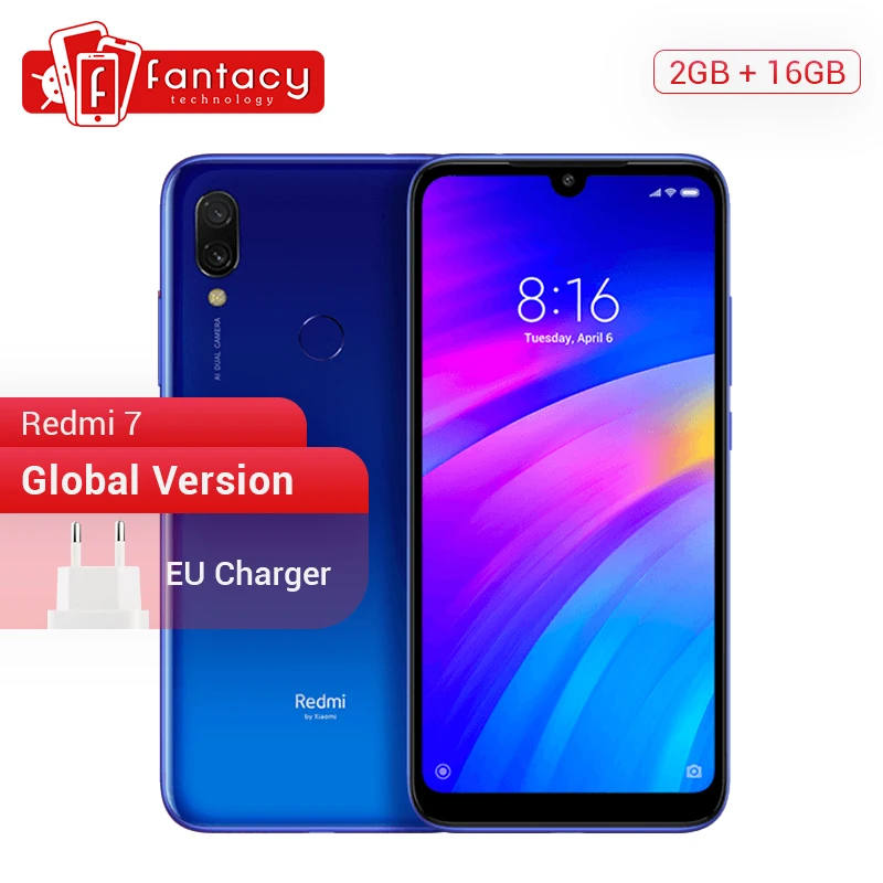 

Global Version Xiaomi Redmi 7 6.26'' HD 2GB 16GB Snapdragon 632 Octa Core 12MP Dual Camera Mobile Phone 4000mAh Battery CE FCC