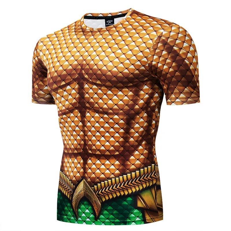 

Avengers 4 Aquaman T Shirt Men 3D Running T-Shirt Base Layer Cycling Shirt Rash Guard Plus Size Men Compression T Shirts