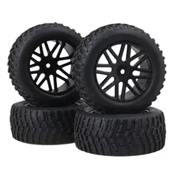 Mxfans 4 шт. внедорожный обод колеса автомобиля черные шины резина 1:10 85 мм наружный диаметр