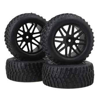 

Mxfans 4 Pcs Off-Road Vehicle Wheel Rim Black Tires Rubber 1:10 85mm Outer Diameter