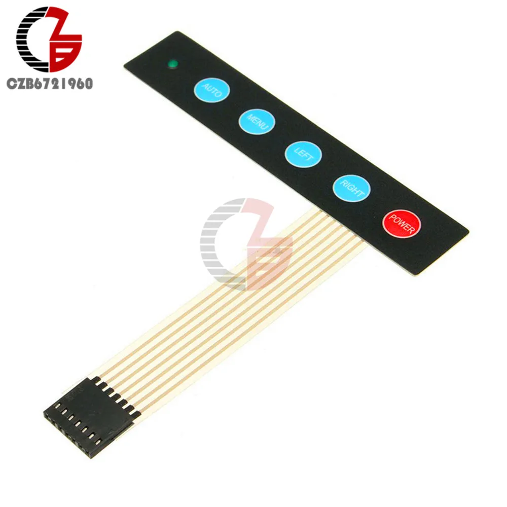

LED 1x5 Matrix Array 5 Key Membrane Switch Keypad Keyboard Menu Auto For Arduino