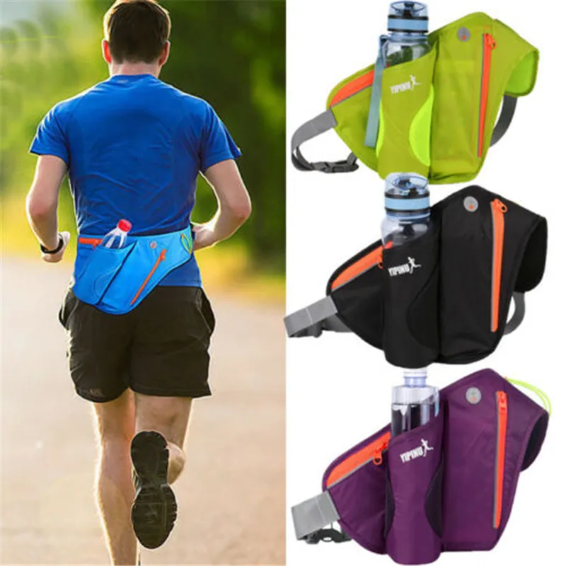 

2019 Waterproof Unisex Hydration Bum Waist Belt Bag Pockets Running Bottle Phone Key Phone Holder Travel Jogging Sports
