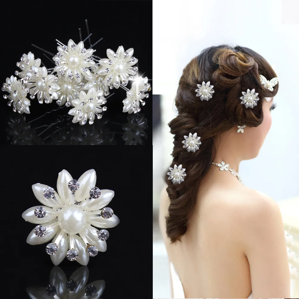 

30 Pcs Wedding Bridal Prom Bridesmaid Crystal Pearl Crystal Flower New Hair Pins Hair Clips Hair Accessory Hair Sticks