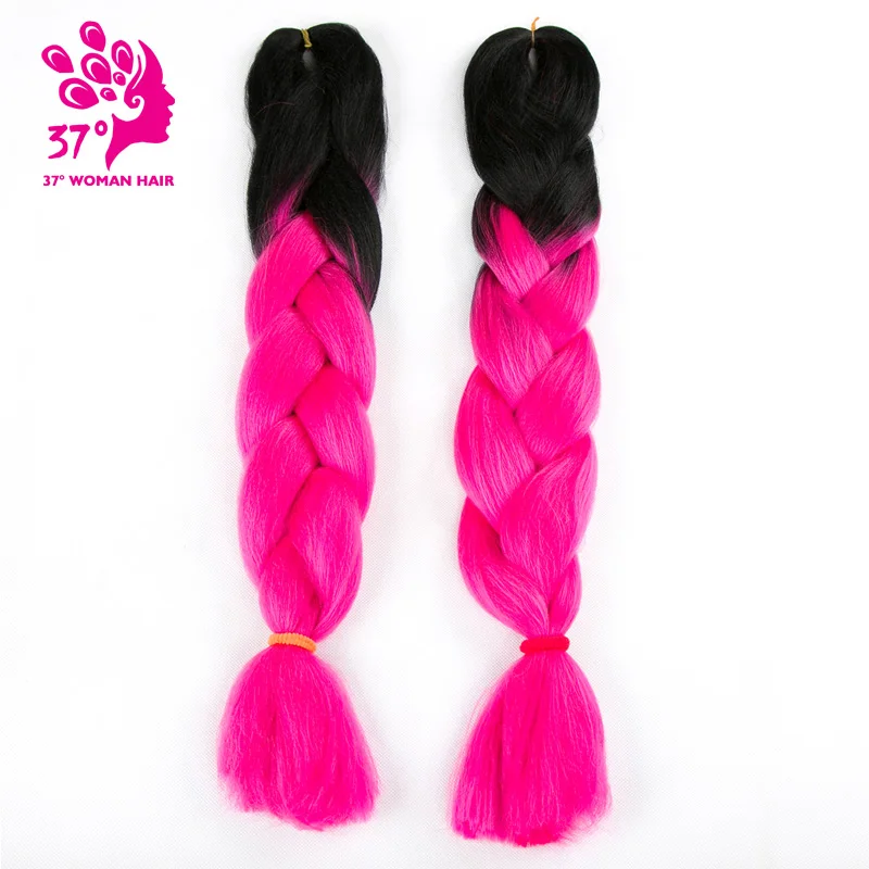 Ombre Jumbo косички волосы синтетические плетеные волосы для наращивания 2 шт./лот 24 дюйма Высокая температура волокна крючком плетение прическа - Цвет: T1b/розовый