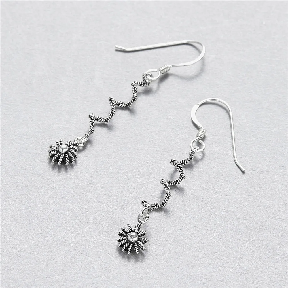 flower screw earrings 100% 925 Sterling silver Jewelry fashion Hypoallergenic dangle earrings for women gift charms
