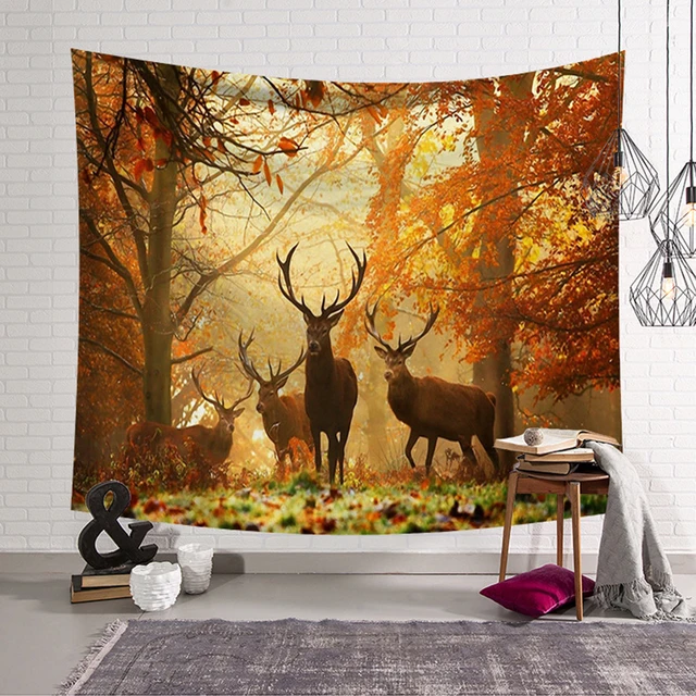 Cartoon Elk Deer Tapestry Home Decor Wall Hanging Forest Animal