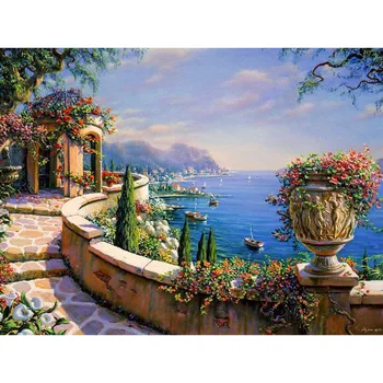 

Painting By Numbers DIY Dropshipping 50x65 60x75cm Ten miles long embankment Scenery Canvas Wedding Decoration Art picture Gift