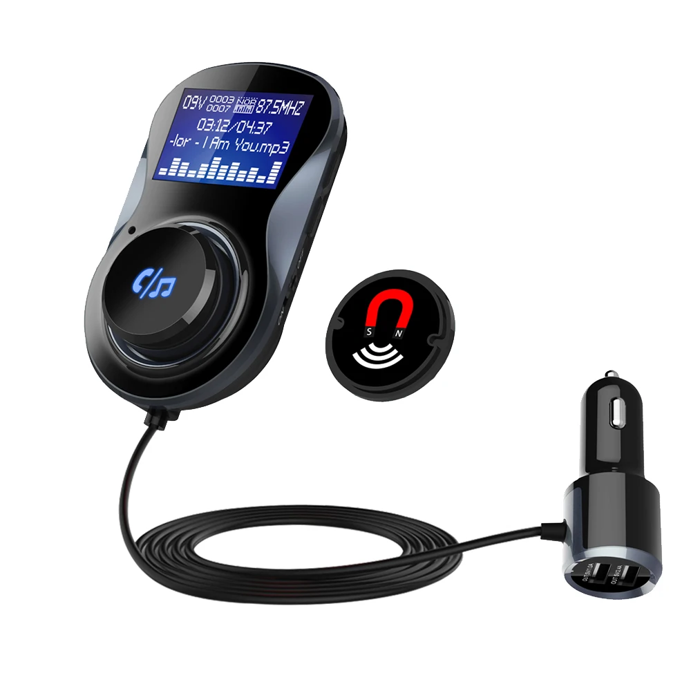 Bluetooth FM Transmitter 3.4A Dual USB Charger Car FM Adapter Support