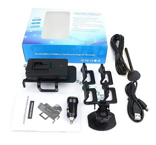 3G 2100MHz GSM WCDMA Cellular Cellphone Signal Booster Car Phone Signal Amplifier LED Power Indicator USB Charger Mount Bracket