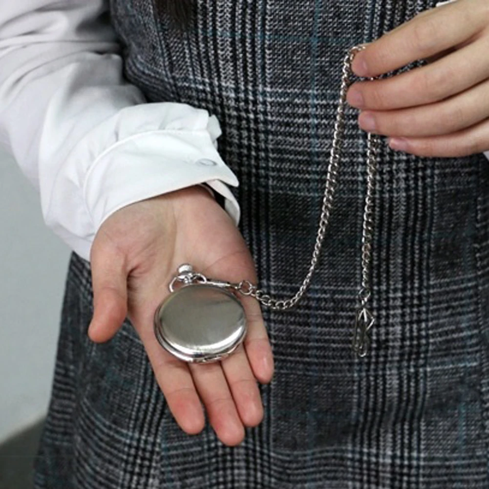 Мужские Ретро винтажные мужские часы стимпанк гладкая поверхность кулон цепь Классические карманные часы