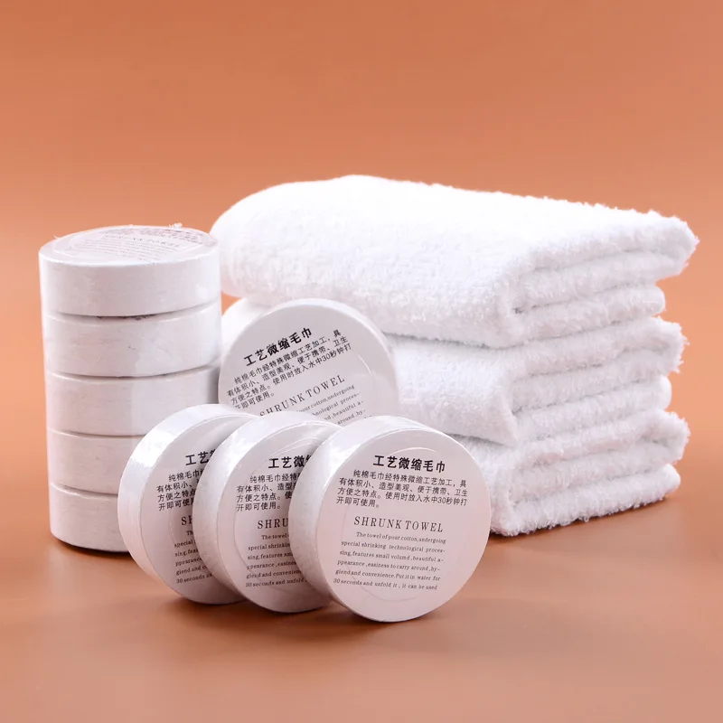recyclable compressed face towel, 100 cotton white towel for trips