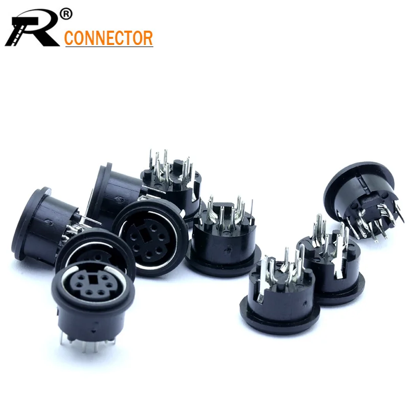 

1pc Mini DIN 6Pins PS2 Jacks DIN S Terminal Connectors PS2 6P Socket 180Degree