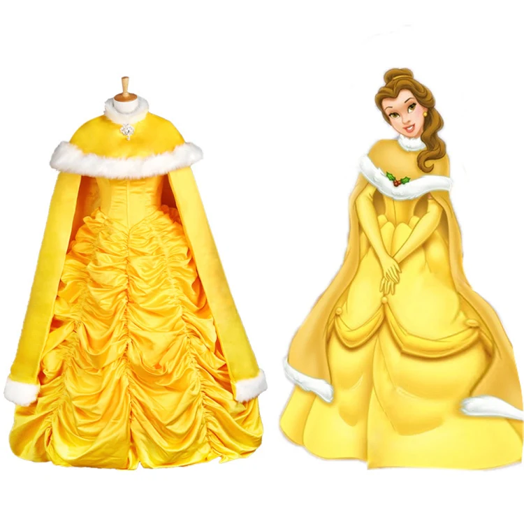 Костюмы на Хэллоуин для женщин; сказочный костюм принцессы Белль для взрослых; карнавальный костюм; нарядное платье для девочек; костюмы для взрослых красавицы и чудовища - Цвет: Dress and Cloak