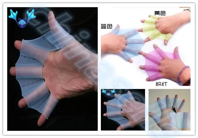 

Adult Child Silicone Diving Swim Pool Training Swimming Half finger Hand Fins Flippers Webbed Gloves Palm Paddles Equipment