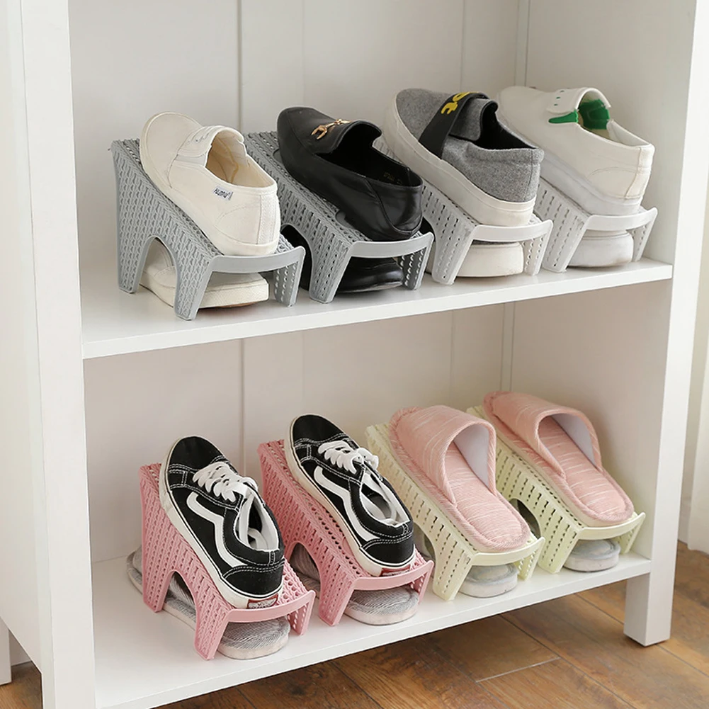 

1 Piece Adjustable Shoe Organizer Storage Space Saver Shoes Rack Organizers Stand Shelf for Home Living Room