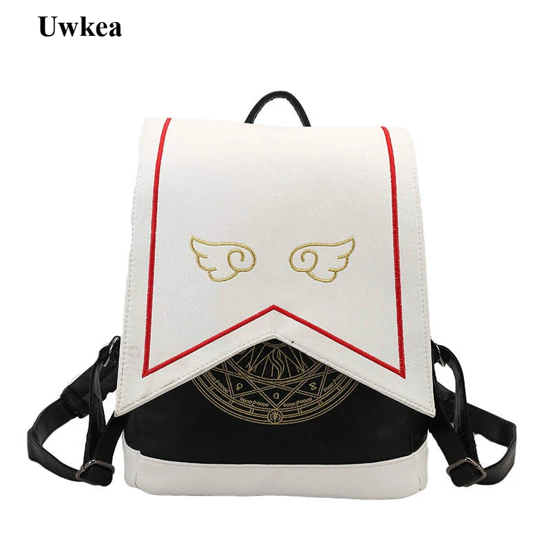 

2018 New Hot Cute Anime Magical Girl Sakura Cartoon Backpack Women Lady Softback Embroidery Wings Japanese New Style Backpack