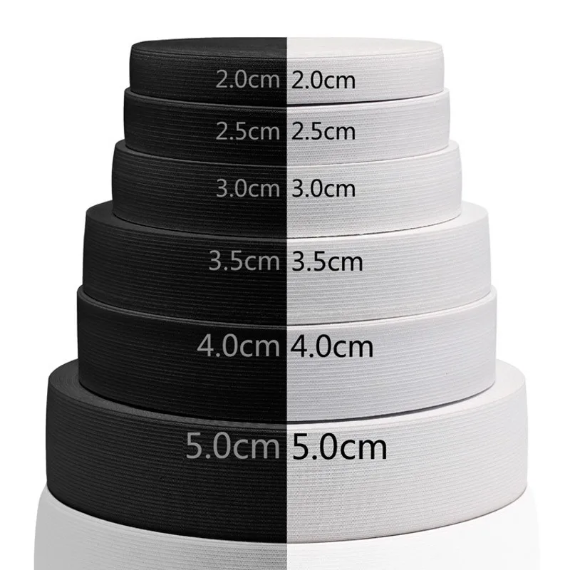 

Flat Elastic Rubber Band for Trousers Skirt Belt Bags Black White Nylon Webbing Garment Sewing Clothing Accessories 1meter