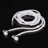 New Pink rhinestone Jewelry Pearl Necklace Earphones With Microphone Earbuds for iphone Xiaomi Brithday Gift ► Photo 2/6