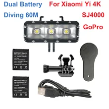 Dual Battery LED Flash Video Light Gopro Hero 5 4 3+3 Session Waterproof Diving Fill/Night lamp For Xiaomi Yi 4K SJCam SJ4000