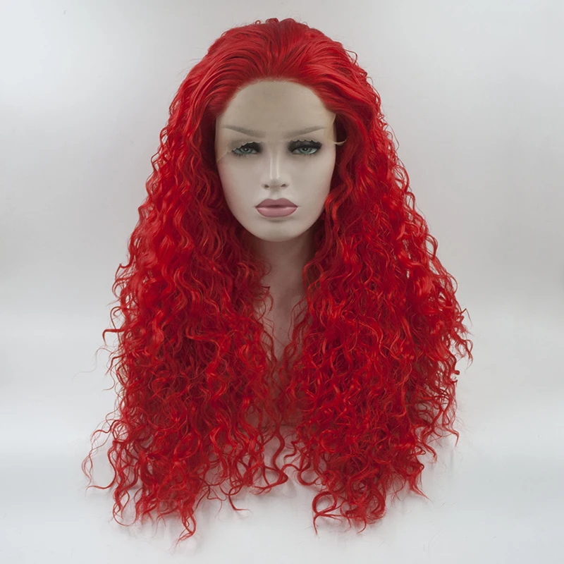 

Fantasy Beauty Long Curly Swiss Natural Red Synthetic Lace Front Wig Natural Hairline Heat Resistant Fiber Lace wigs