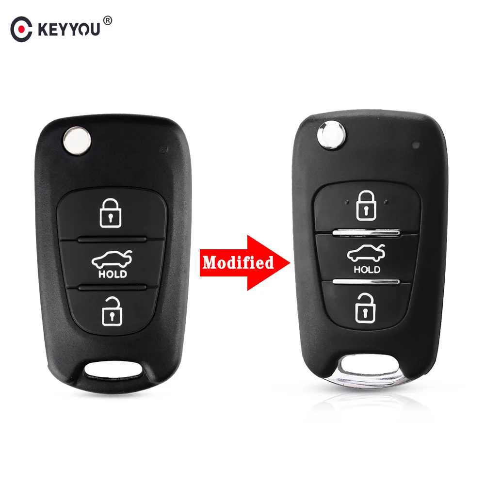 

KEYYOU 3 Buttons Replacement Modified Car Flip Folding Key Shell Remote Fob For Hyundai I30 IX35 For Kia K2 K5 Rio Ceed Cerato