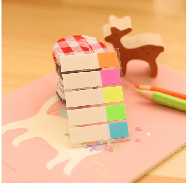 8 pcs/lot 5 color Cute 100 Pages plastic Sticker Post It Bookmark Point
