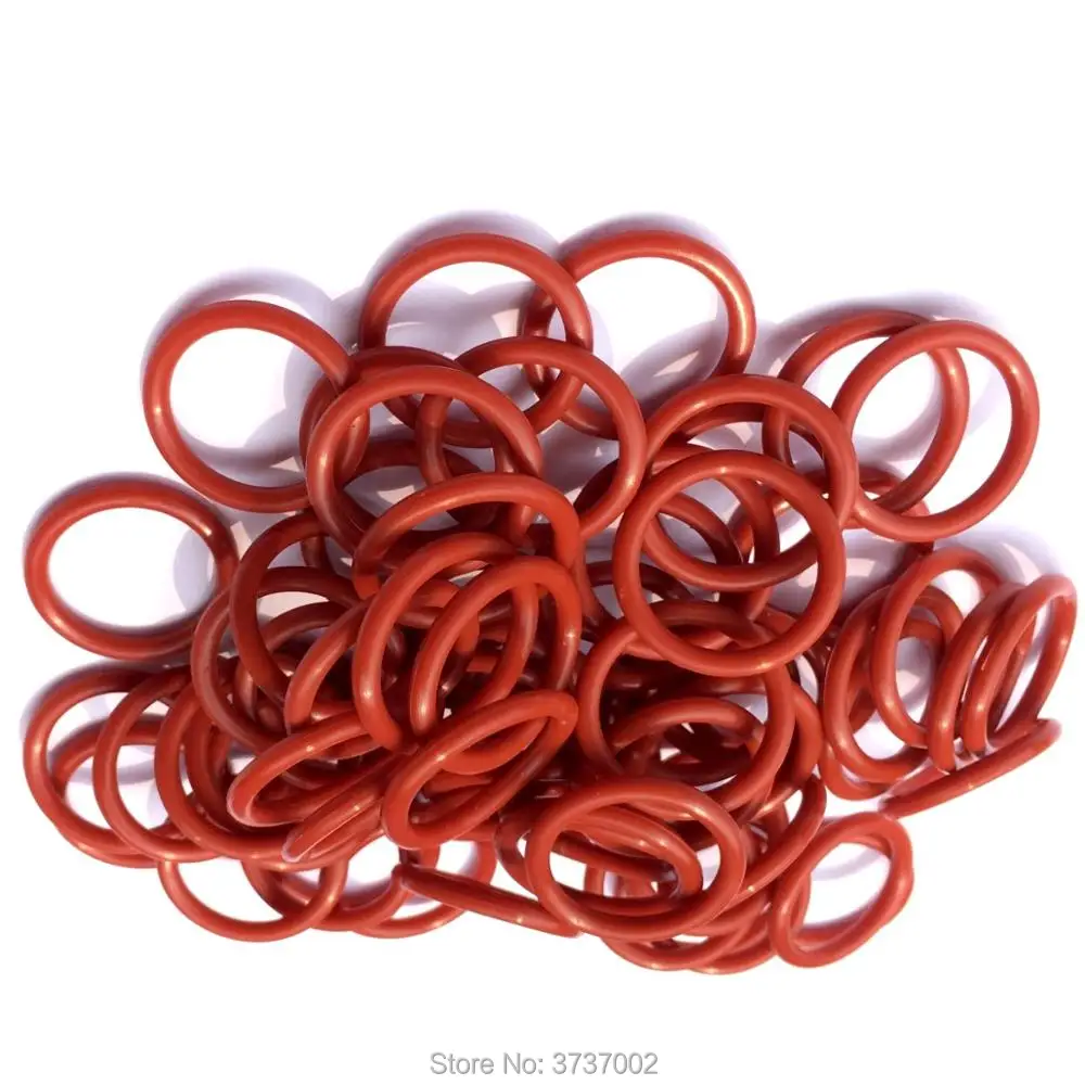 50Pcs Red Flexible Silicone O Ring Seals Gaskets Thickness 2.65mm ID7.1