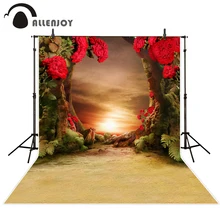 Allenjoy Red flower Tree Grassland Background for photography Photo curtains photographic camera backdrop vinyl excluding stand