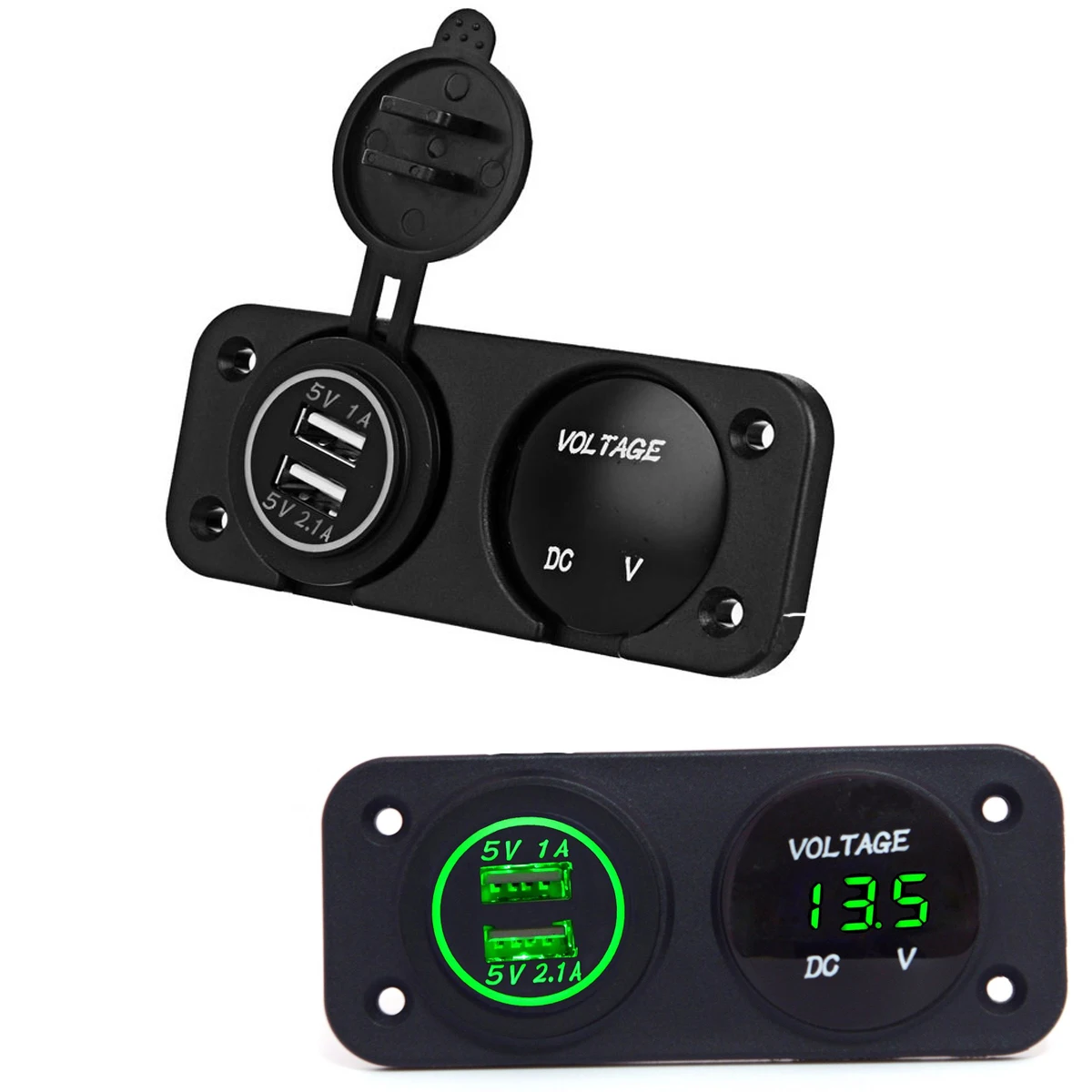 DC 12V - 24V светодиодный цифровой вольтметр + Dual USB Автомобильное зарядное устройство