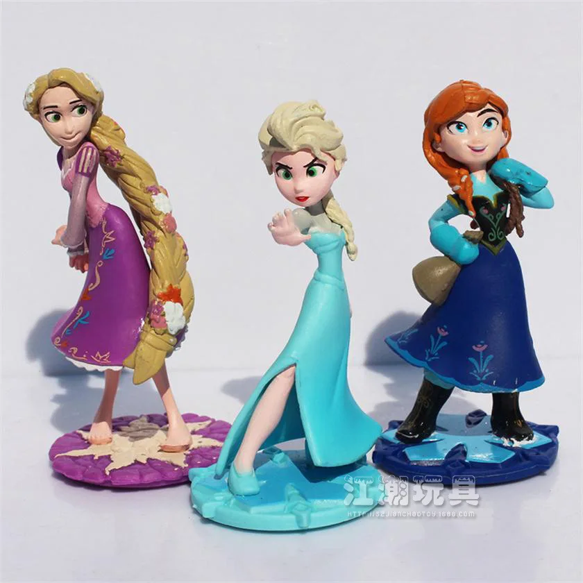 Frozen Figures 3Pcs/Lott 10CM Princess Elsa Anna Rapunzel Action Figure PVC Toy Collectible Decoration Best Birthday Gift Kids