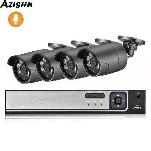 ZAISHN 8CH 4MP POE NVR H.265 CCTV система безопасности 2.0MP аудио запись 1080P наружная IP камера видеонаблюдения комплект видео - Цвет: 8CH NVR and 4 Camera