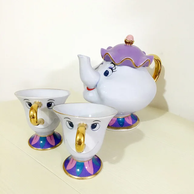 Cartoon Beauty And The Beast Coffee Pot Mug Cup Set Mrs Potts Chip Kettle Mark Porcelain Cartoon Beauty And The Beast Coffee Pot Mug Cup Set Mrs Potts Chip Kettle Mark Porcelain