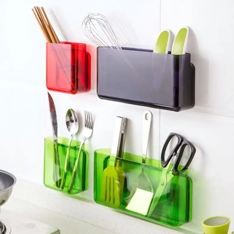 

Punch-free Wall-mounted Plastic Storage Box Mobile Phone Remote Control Board Cosmetics Rack Kitchen Tool Sorting Organizer