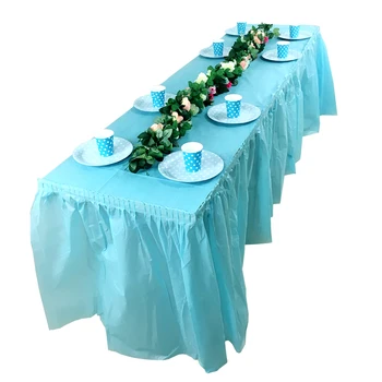 

Plastic Disposable Solid Color Tablecloth Table Skirt Rectangle Round Dining Table Cover For Baby Shower Birthday Wedding Party