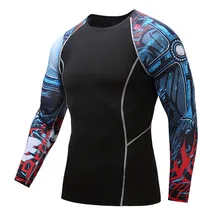 To join the new 2017 men shirt long sleeve compression 3 d cartoon hero superman captain America T-shirt tights fitness man & T