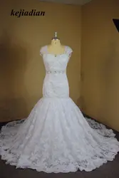 Robe de mariage элегантный v-образный вырез Русалка Свадебные платья 2019 аппликации из бисера атласное свадебное платье вечернее платье de novia