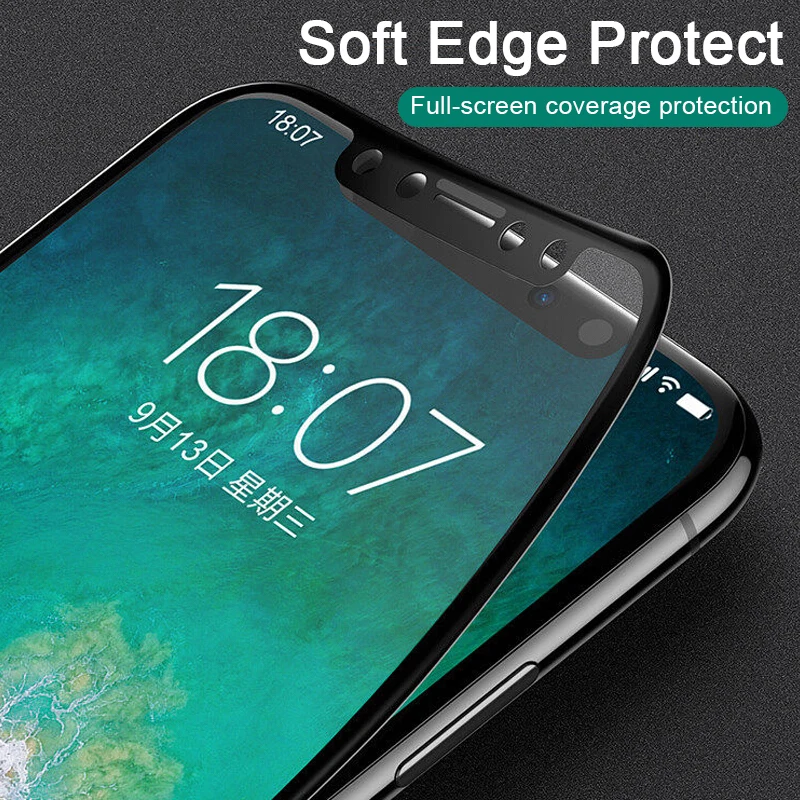 

Baixin 3D Soft Edge Screen Protector For iPhone X 7 8 Plus Tempered Glass Full Cover For iphone X 10 Glass 3D Soft Film iX 7plus