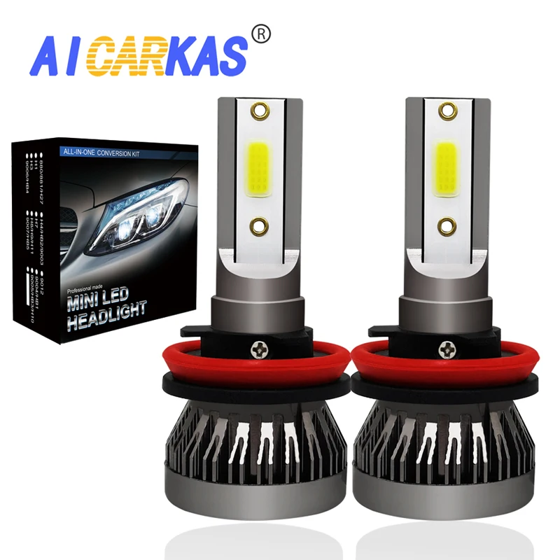 AICARKAS COB светодиодные лампы для фар H1 H7 H11 9005 HB3 9006 HB4 9012 H4 светодиодный