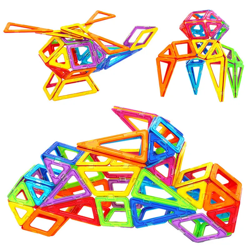 

62 Pcs Magnetic Designer Construction Toy Kids Educational Toys Plastic Creative Bricks Enlighten Magnetic Building Blocks