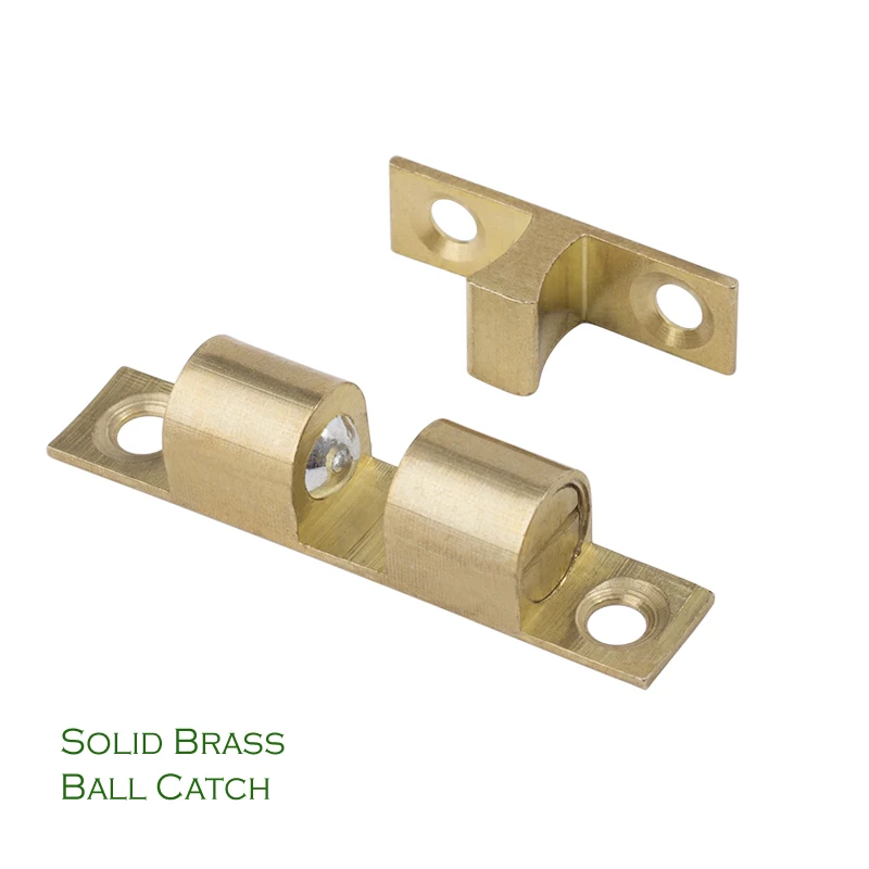 Furniture Door Latch Solid Brass  Spring Ball Catch with Free Screws, 1-1/2 and 2 Inch Options