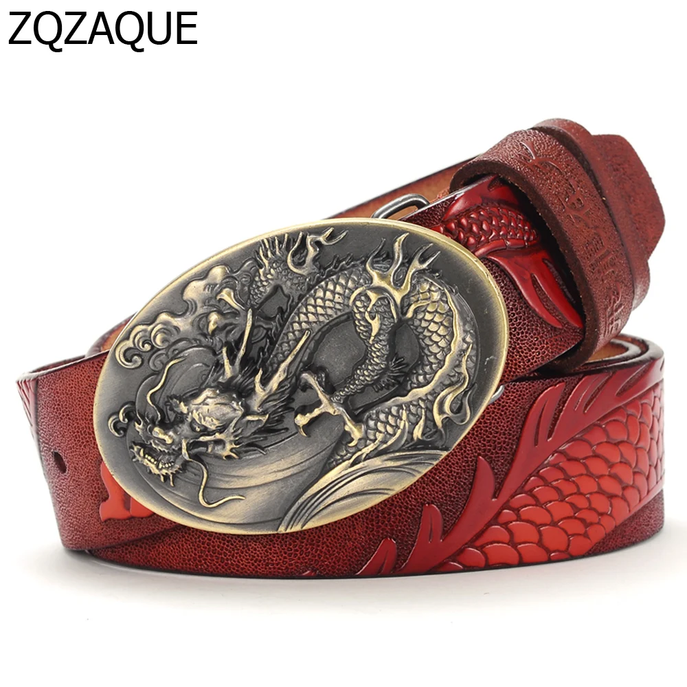 Мужской ремень из воловьей кожи с тиснением в виде животного|fashion leather belt|leather