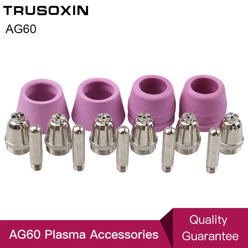 30PCS Air Plasma Cutter AG-60 Cutting torch/gun Head Consumable CUT40/50/60A tips Electrodes groove shiled cups