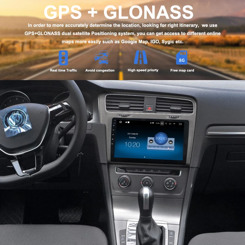 

Android 7.1 stereo Head Unit for VW golf 7 2013+ Permanent radio navi GPS Radio wifi free map Head Device RDS HDMI output