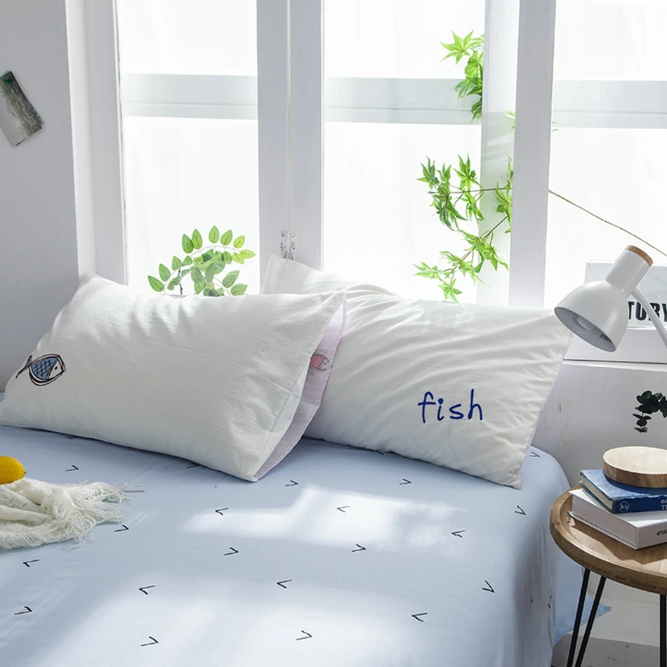 Pillowcases Decorative Pillows Embroidered Fish Pattern Lovely Pillow