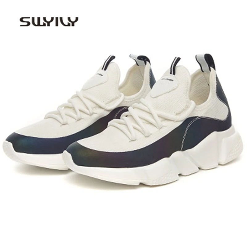 SWYIVY Women Running Shoes Cushioning Lace-up Atheltic Shoes 2018 New Breathable Solid Color Sneakers Female Running Shoes