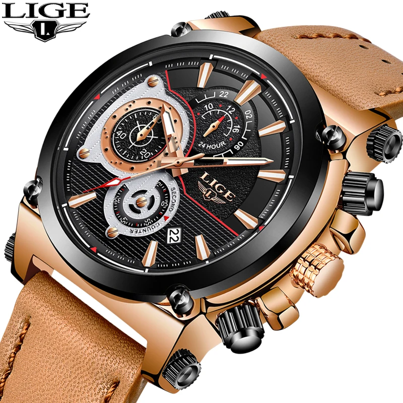 

Reloje 2018 LIGE Men Watch Male Leather Automatic date Quartz Watches Mens Luxury Brand Waterproof Sport Clock Relogio Masculino