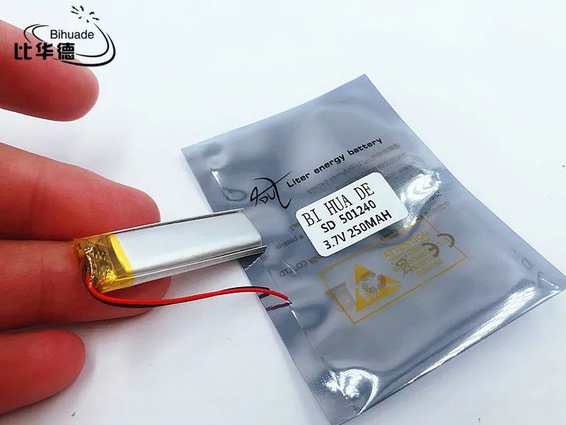 Li-Po 3.7V 250mAH 501240 polymer lithium ion / Li-ion battery for GPS mp3 mp4 mp5 dvd model toy | Электроника